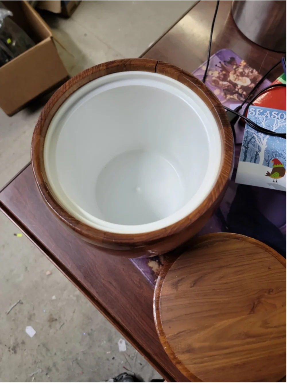 Dansk IHQ Quistgaard Teak Wood Rounded Ice Bucket Inset Lid Liner